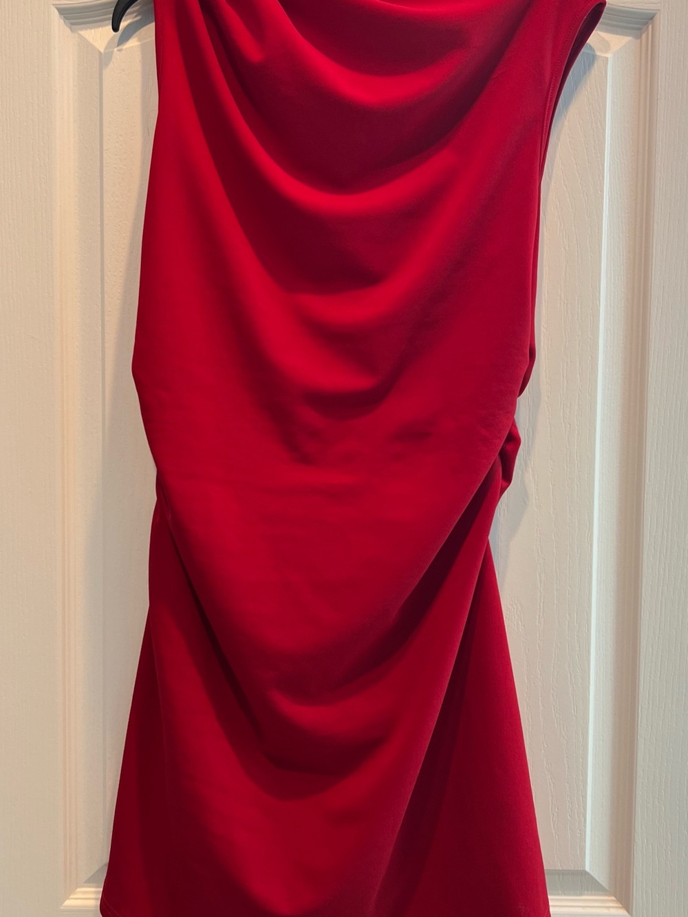 SHEIN Red Sleeveless Draped Midi Dress